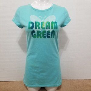 Grow Free shirt Large Dream Green butterfly graphic slogan 100% organic cotton